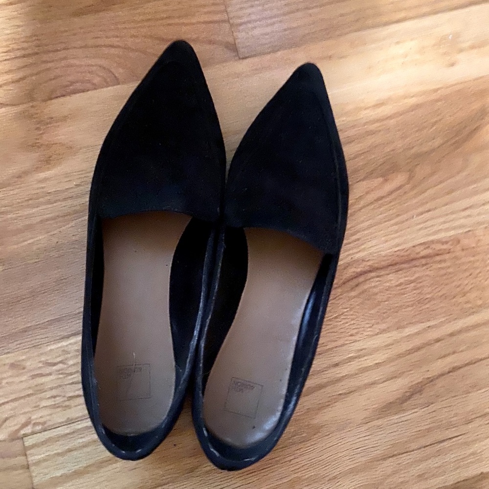 Black suede slip on loafer